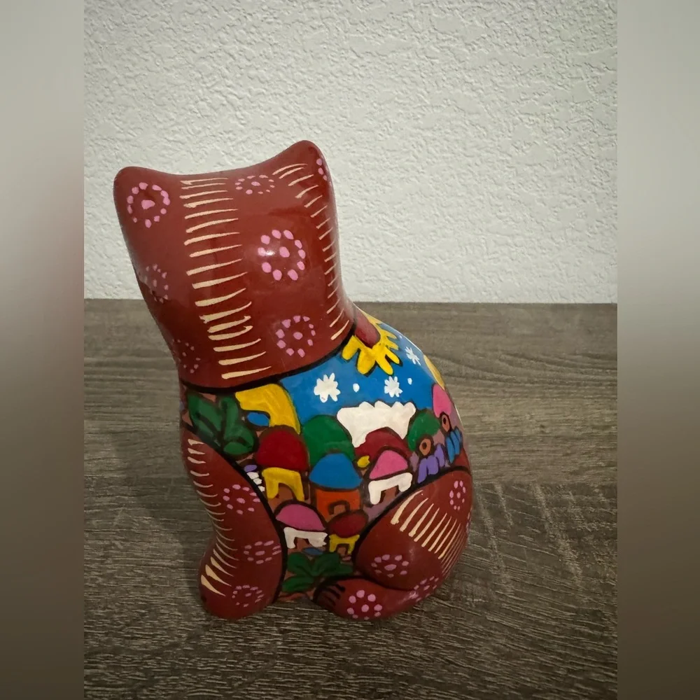 Handcrafted Multicolor Cat Figurine